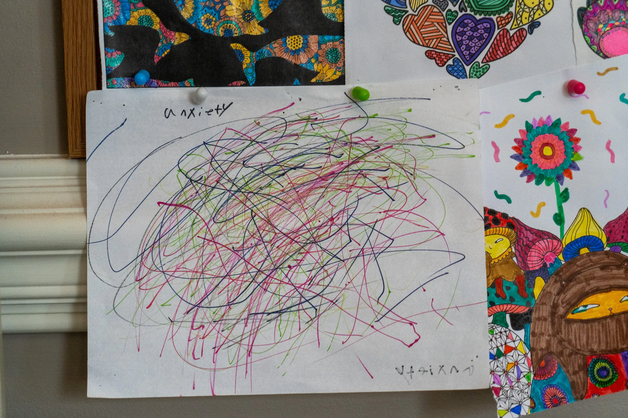 Artwork titled Anxiety in Joan's office.